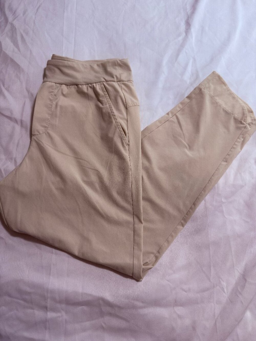 Zella Getaway Ankle Pants Size S Beige Pull On Lightweight Stretch Travel Travel